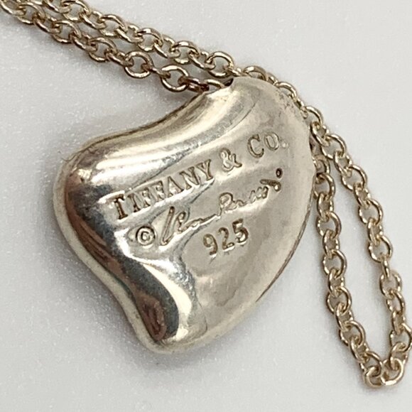 Authentic Tiffany & Co Elsa Peretti Silver Solid Full Heart Pendant Necklace - Picture 3 of 9
